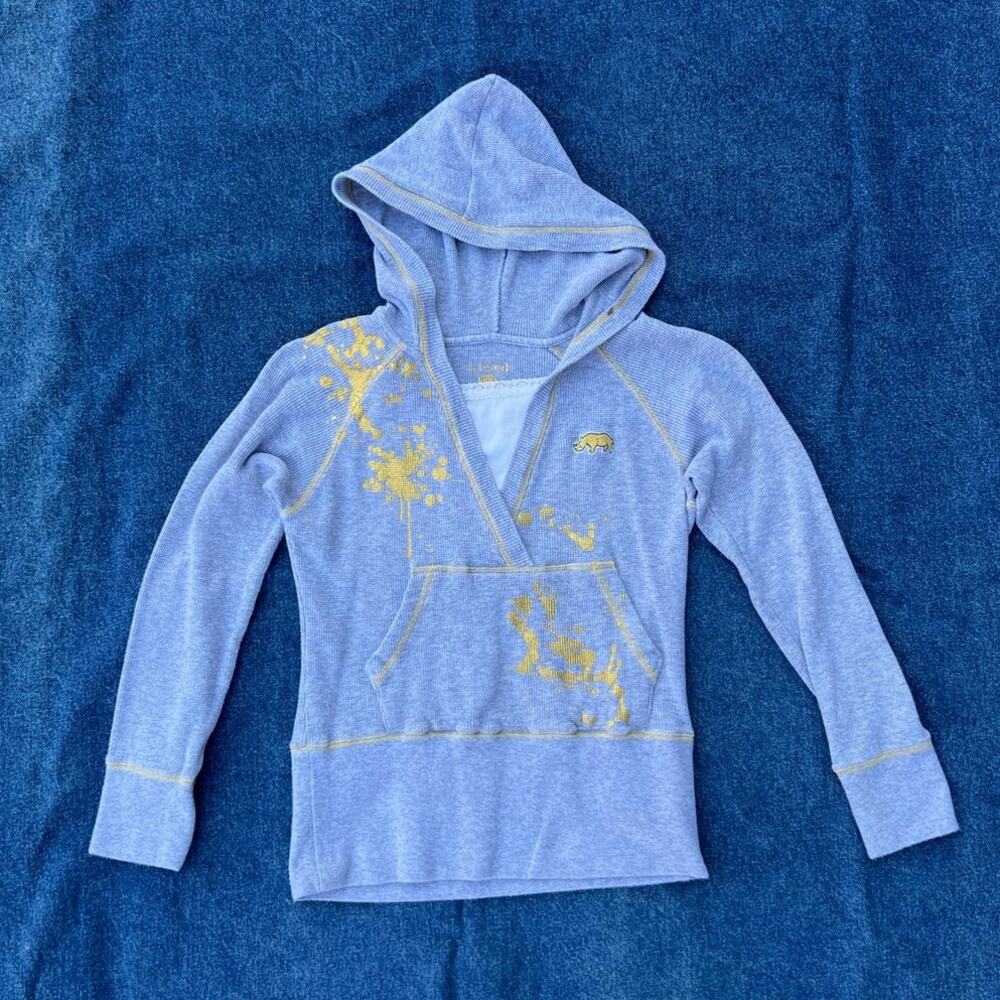 ecko red graphic v neck hooded thermal hoodie